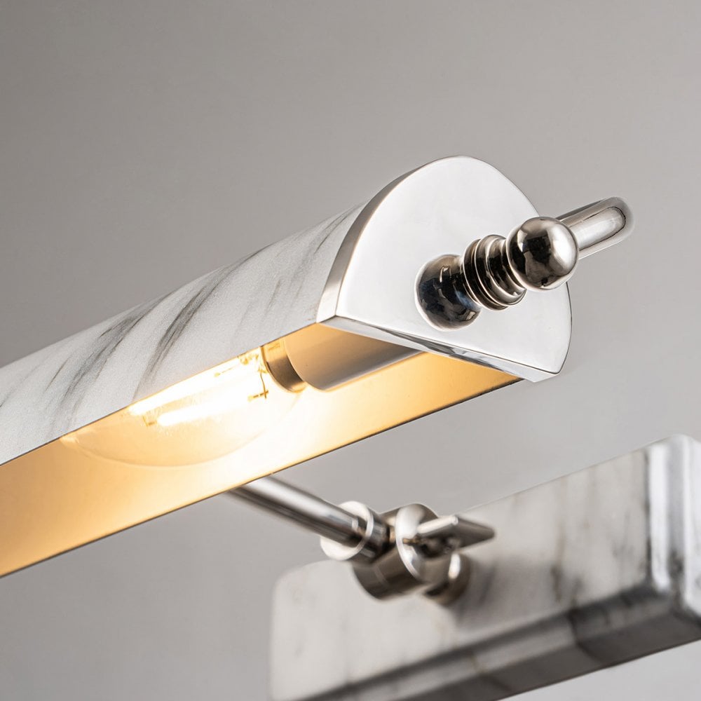 Elstead WINCHFIELD-PLM-PN-WM Winchfield 2 Light Medium Picture Light Polished Nickel & White Marble Effect