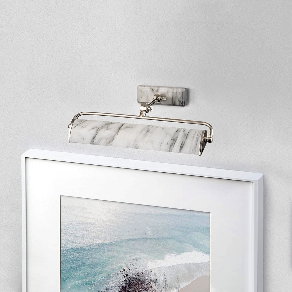Elstead WINCHFIELD-PLM-PN-WM Winchfield 2 Light Medium Picture Light Polished Nickel & White Marble Effect
