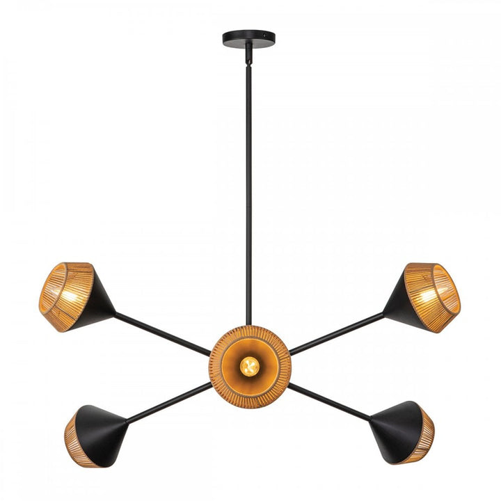 Alora Mood ALM-DAPHNE6-MB Daphne 6 Light Chandelier Matte Black & Natural
