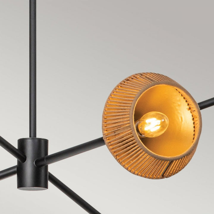 Alora Mood ALM-DAPHNE6-MB Daphne 6 Light Chandelier Matte Black & Natural