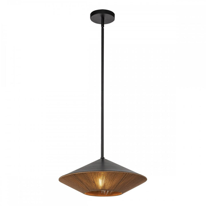 Alora Mood ALM-DAPHNE-P-L-MB Daphne 1 Light Large Pendant Matte Black & Natural