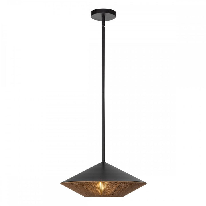 Alora Mood ALM-DAPHNE-P-L-MB Daphne 1 Light Large Pendant Matte Black & Natural