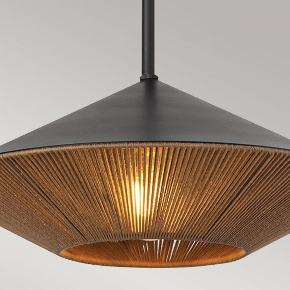 Alora Mood ALM-DAPHNE-P-L-MB Daphne 1 Light Large Pendant Matte Black & Natural
