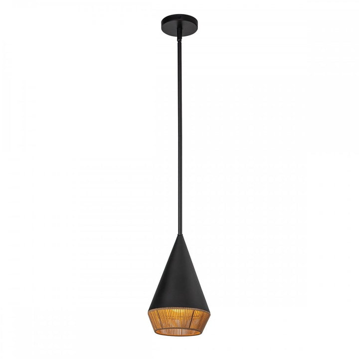 Alora Mood ALM-DAPHNE-P-S-MB Daphne 1 Light Small Pendant Matte Black & Natural