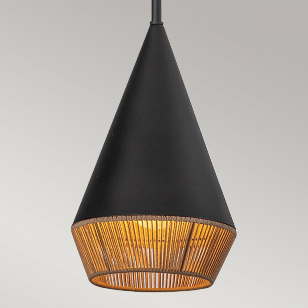 Alora Mood ALM-DAPHNE-P-S-MB Daphne 1 Light Small Pendant Matte Black & Natural