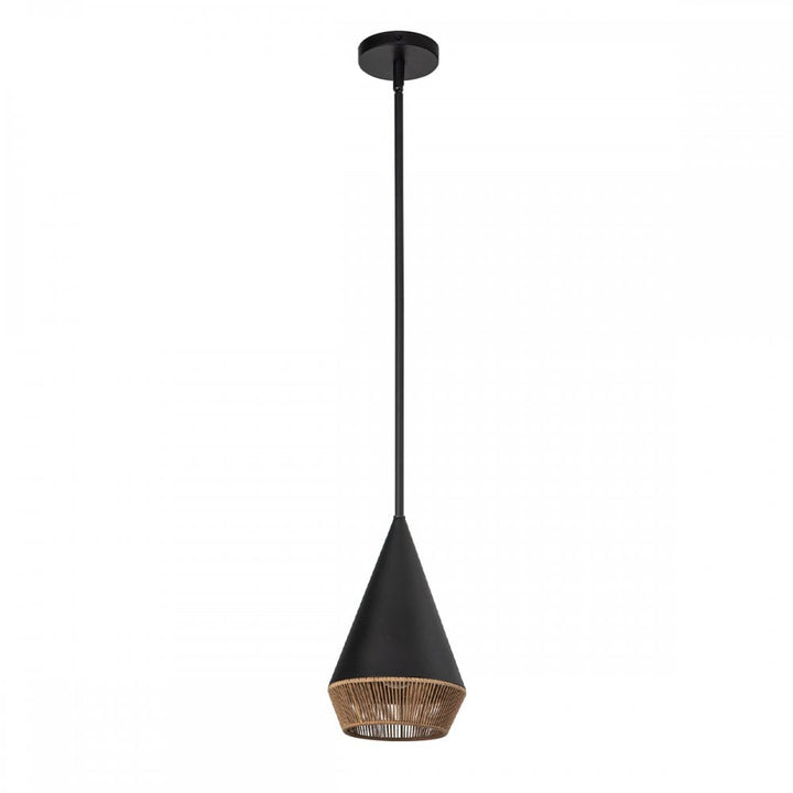 Alora Mood ALM-DAPHNE-P-S-MB Daphne 1 Light Small Pendant Matte Black & Natural