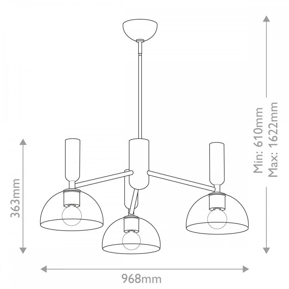 Alora Mood ALM-JUDE3-GD-CL Jude 3 Light Chandelier Brushed Gold
