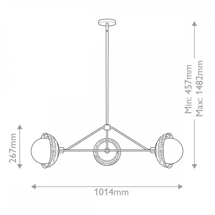 Alora Mood ALM-PERTH3-BK Perth 3 Light Chandelier Matte Black