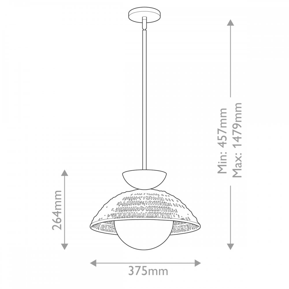 Alora Mood ALM-PERTH-P-BK Perth 1 Light Pendant Matte Black