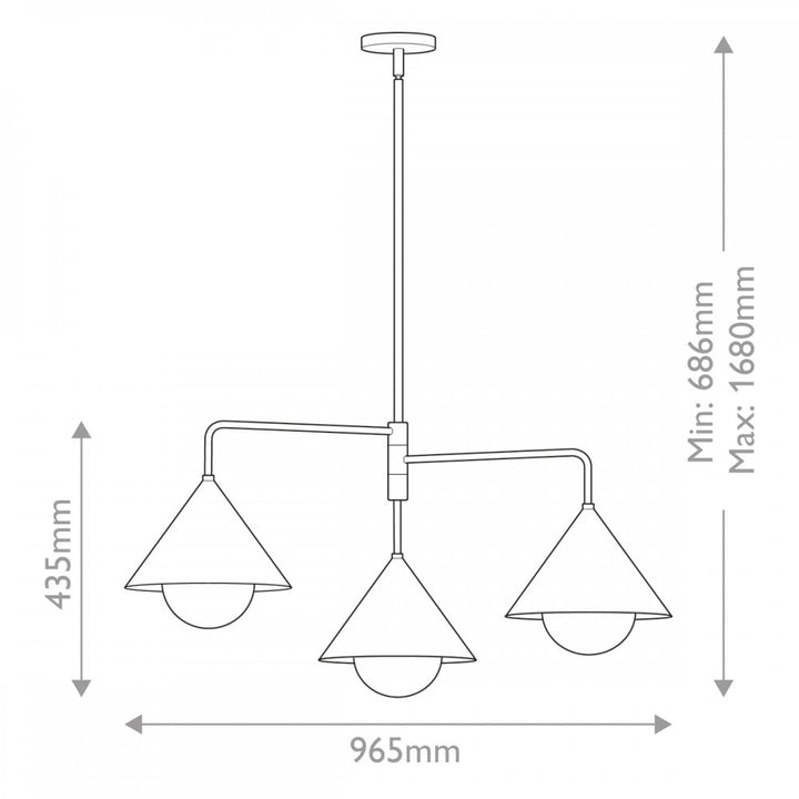 Alora Mood ALM-REMYCK3-GD Remyck 3 Light Chandelier Brushed Gold