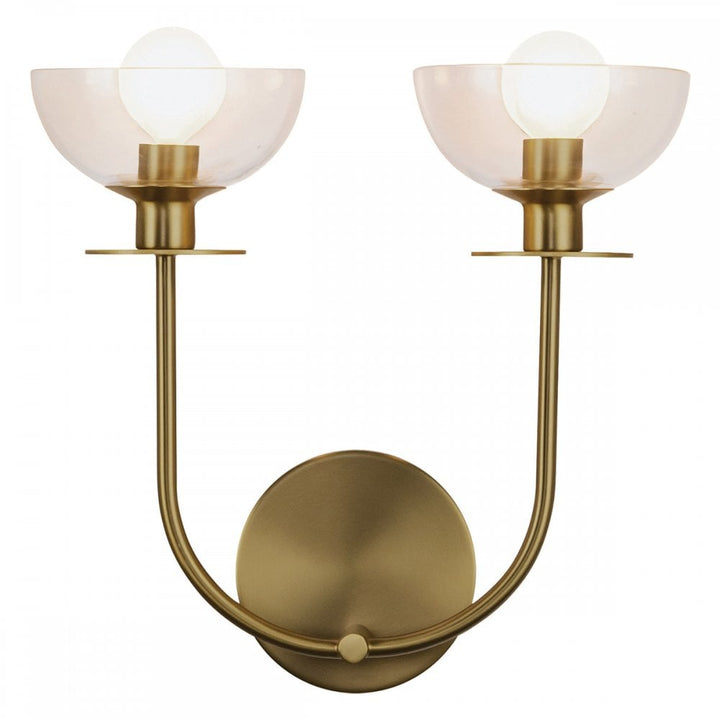 Alora Mood ALM-SYLVIA-2WB-BG-CL Sylvia 2 Light Wall Light Brushed Gold