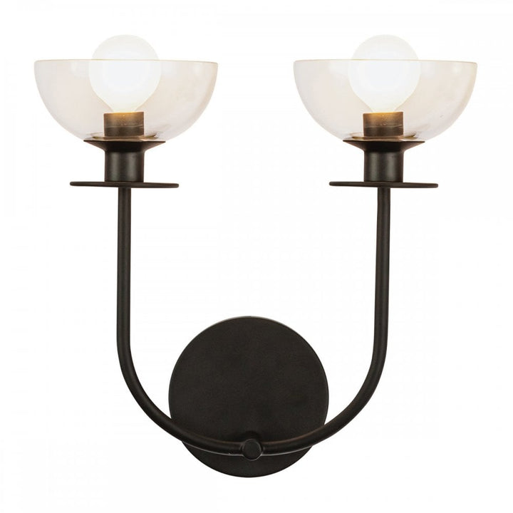 Alora Mood ALM-SYLVIA-2WB-BK-CL Sylvia 2 Light Wall Light Matte Black