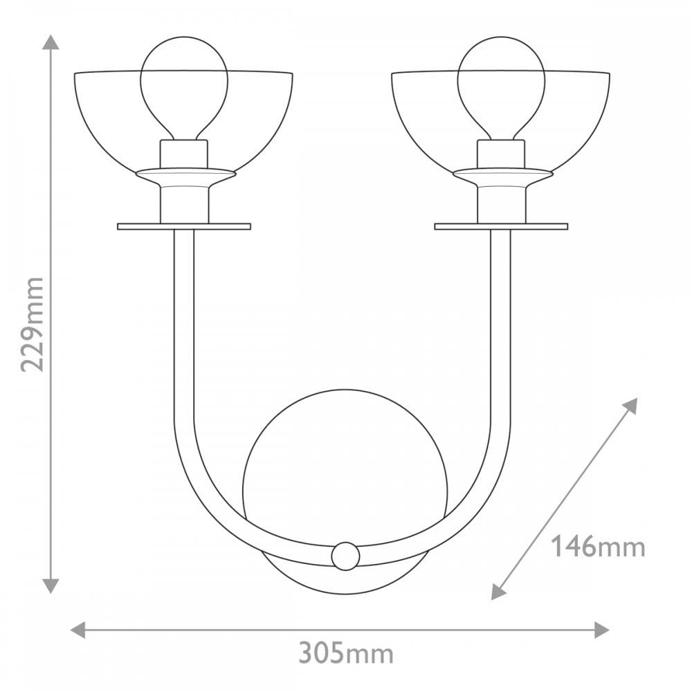 Alora Mood ALM-SYLVIA-2WB-BK-CL Sylvia 2 Light Wall Light Matte Black