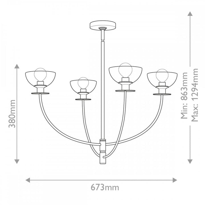 Alora Mood ALM-SYLVIA4-BG-CL Sylvia 4 Light Chandelier Brushed Gold