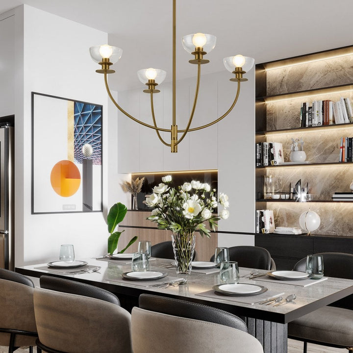 Alora Mood ALM-SYLVIA4-BG-CL Sylvia 4 Light Chandelier Brushed Gold