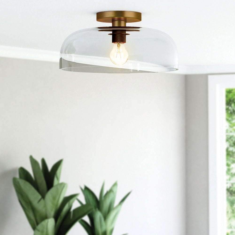Alora Mood ALM-SYLVIA-SF-BG-CL Sylvia 1 Light Semi-Flush Brushed Gold