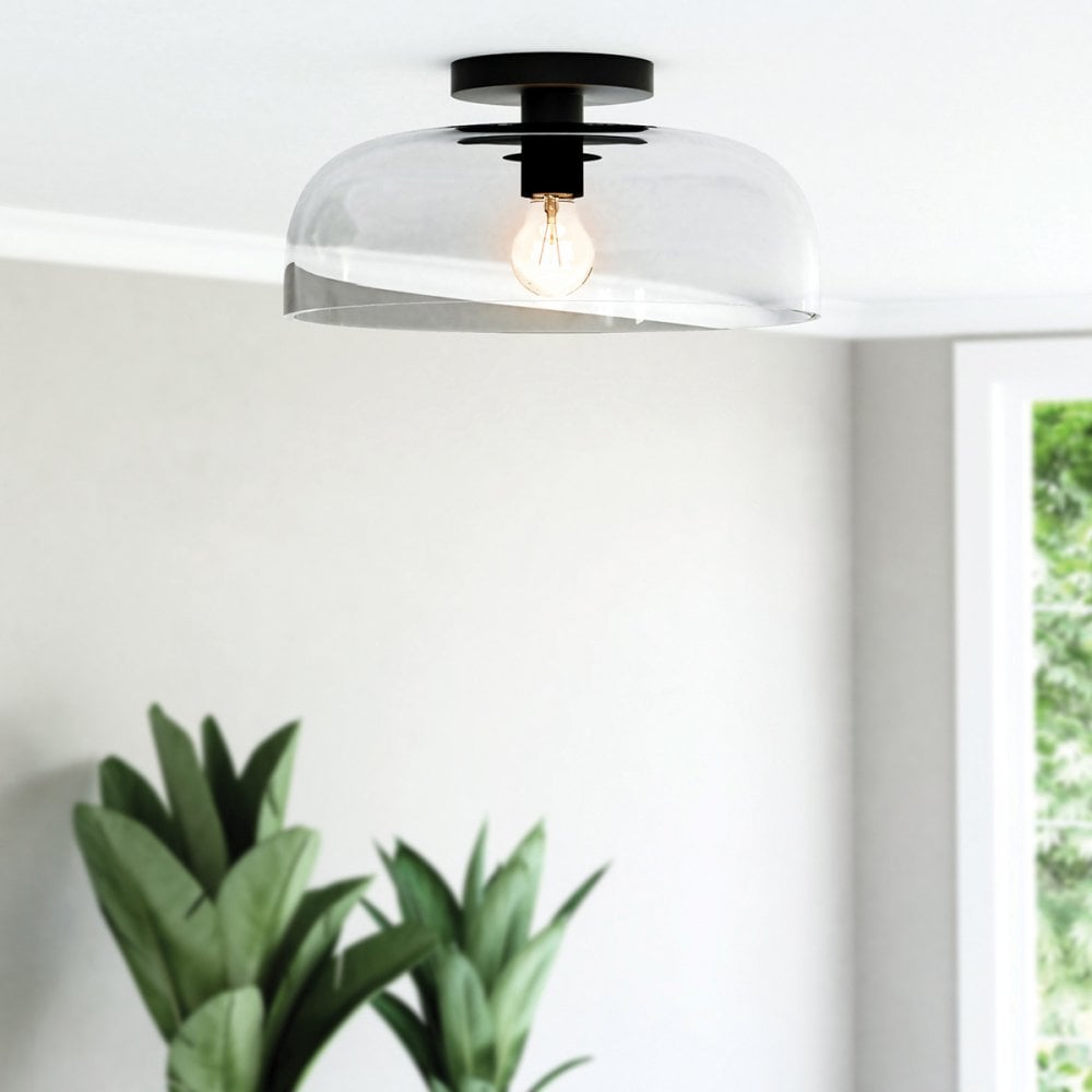 Alora Mood ALM-SYLVIA-SF-BK-CL Sylvia 1 Light Semi-Flush Matte Black