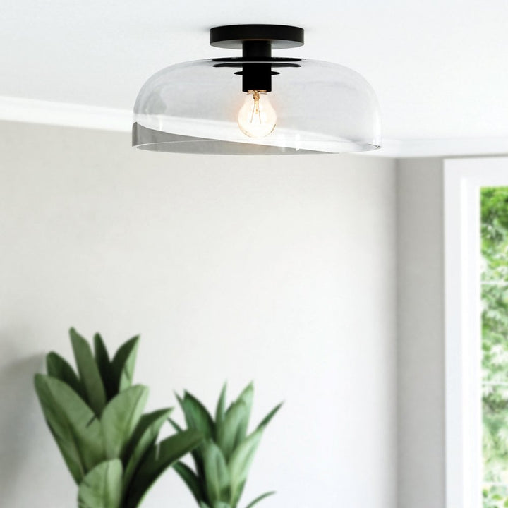 Alora Mood ALM-SYLVIA-SF-BK-CL Sylvia 1 Light Semi-Flush Matte Black