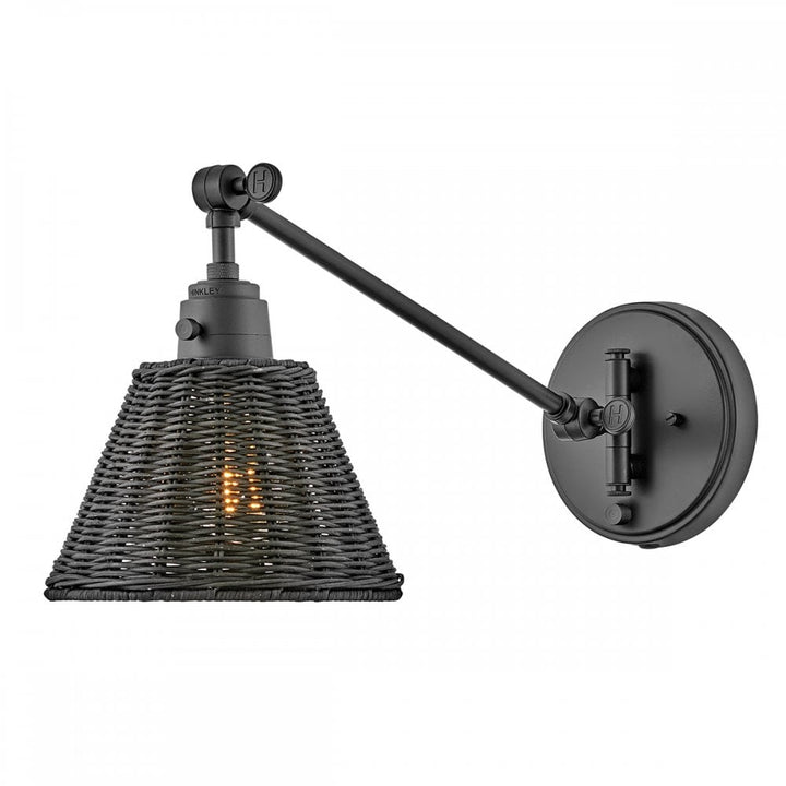 Hinkley Lighting HK-ARTI-1W-BK-BR Arti 1 Light Wall Light Black, Black Rattan Shade