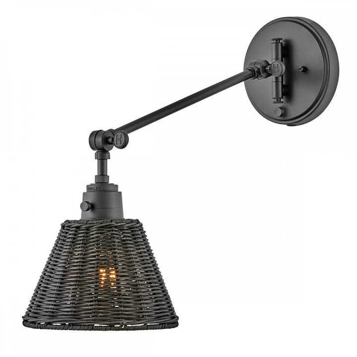 Hinkley Lighting HK-ARTI-1W-BK-BR Arti 1 Light Wall Light Black, Black Rattan Shade