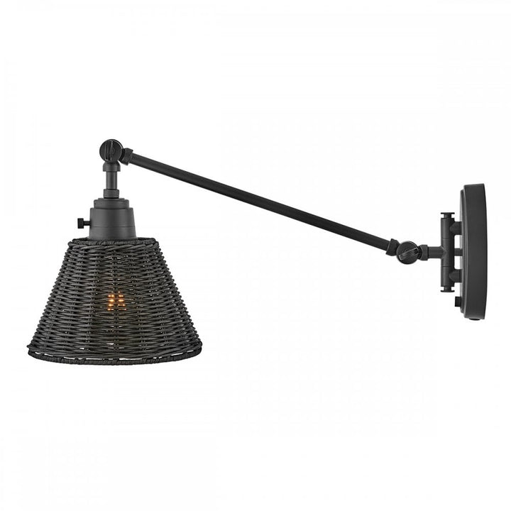 Hinkley Lighting HK-ARTI-1W-BK-BR Arti 1 Light Wall Light Black, Black Rattan Shade