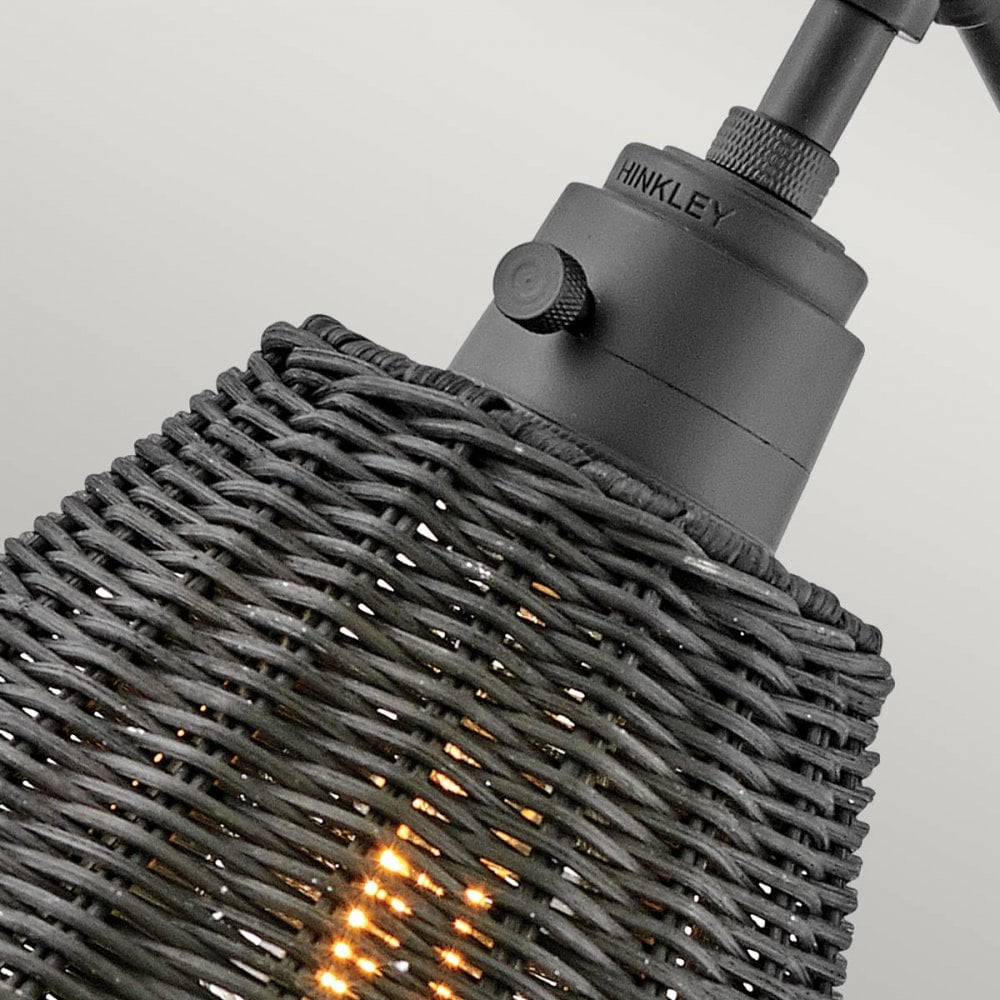 Hinkley Lighting HK-ARTI-1W-BK-BR Arti 1 Light Wall Light Black, Black Rattan Shade