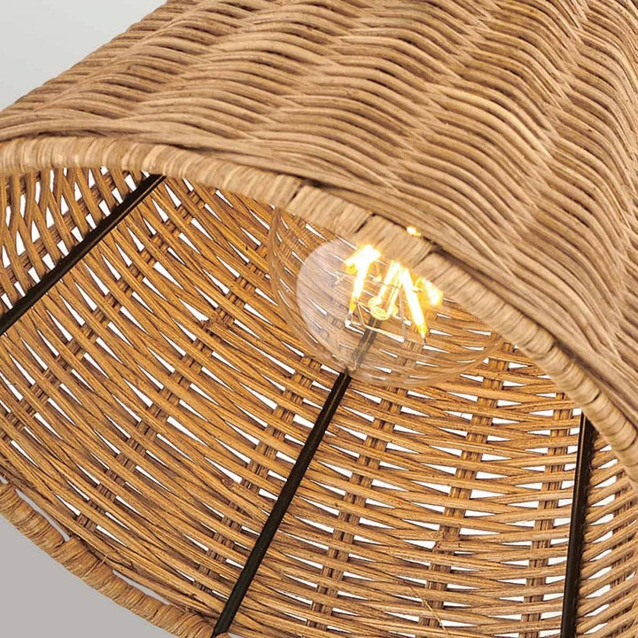 Hinkley Lighting HK-ARTI-1W-BK-NR Arti 1 Light Wall Light Black, Natural Rattan Shade
