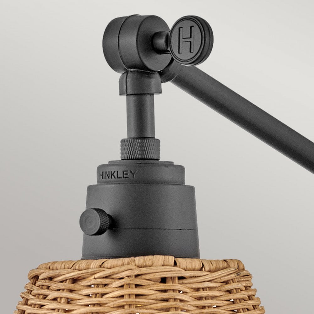 Hinkley Lighting HK-ARTI-1W-BK-NR Arti 1 Light Wall Light Black, Natural Rattan Shade