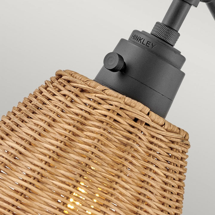 Hinkley Lighting HK-ARTI-1W-BK-NR Arti 1 Light Wall Light Black, Natural Rattan Shade