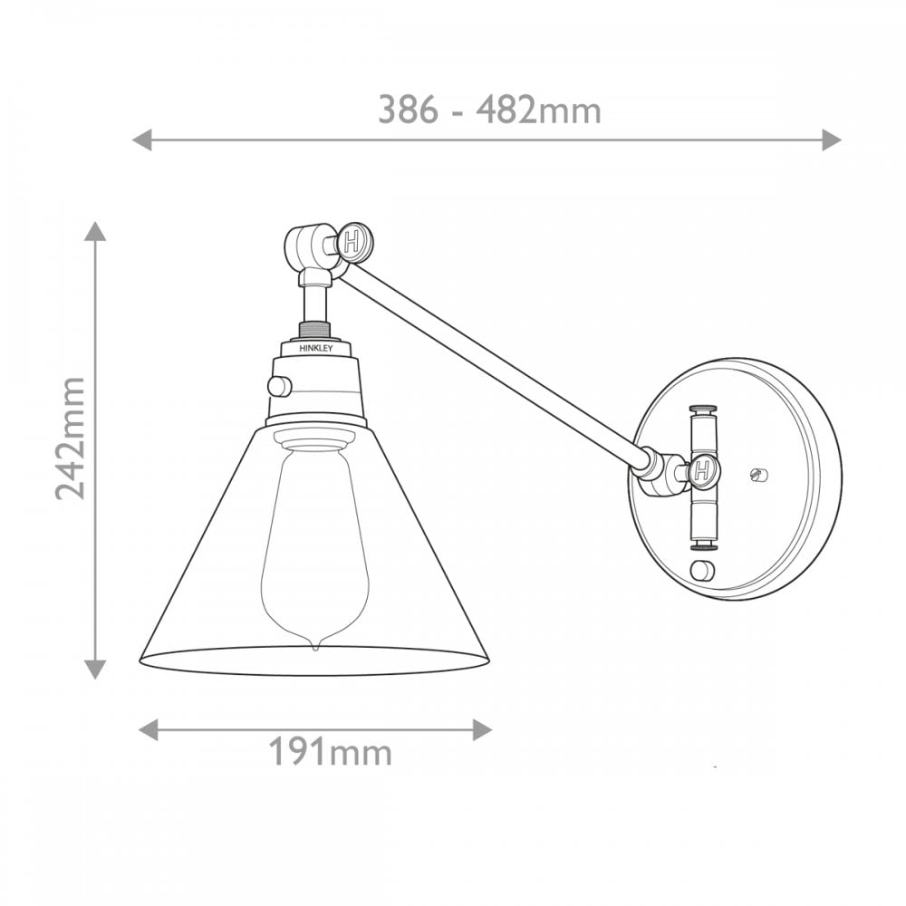 Hinkley Lighting HK-ARTI-1W-HB-CG Arti 1 Light Wall Light Heritage Brass, Clear Glass Shade
