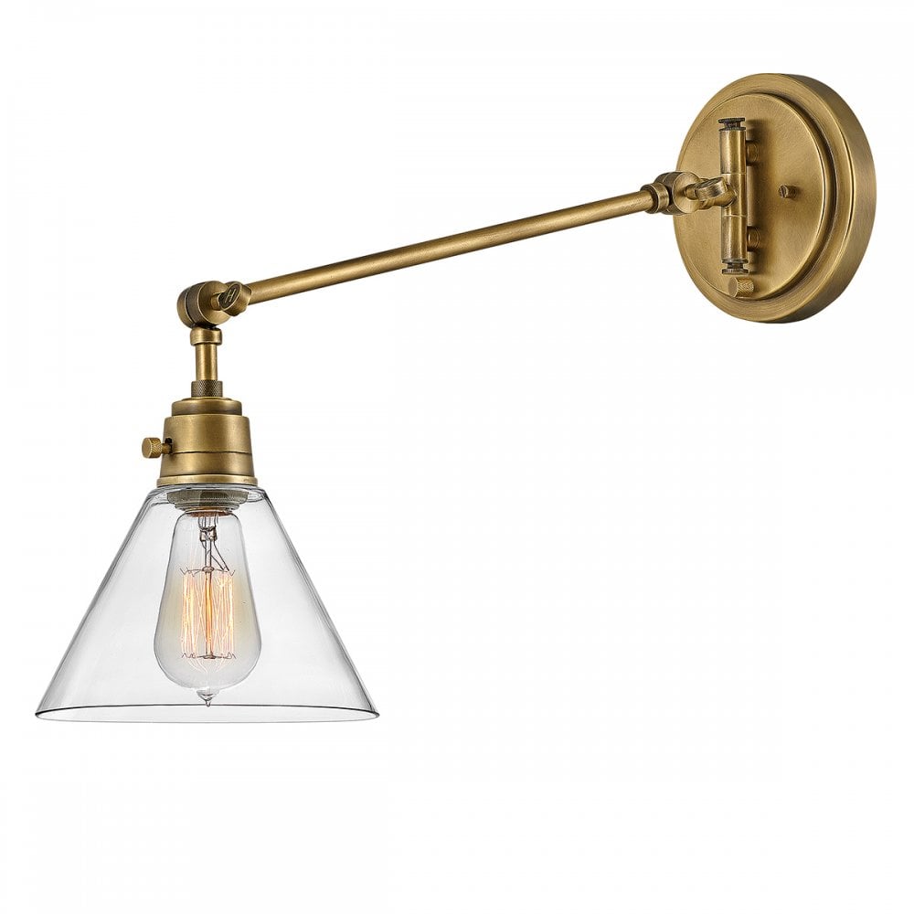 Hinkley Lighting HK-ARTI-1W-HB-CG Arti 1 Light Wall Light Heritage Brass, Clear Glass Shade