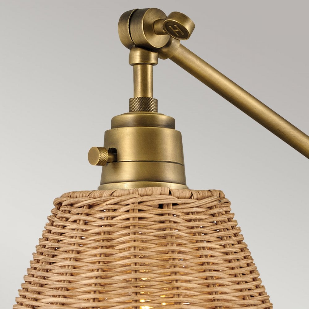 Hinkley Lighting HK-ARTI-1W-HB-NR Arti 1 Light Wall Light Heritage Brass, Natural Rattan Shade