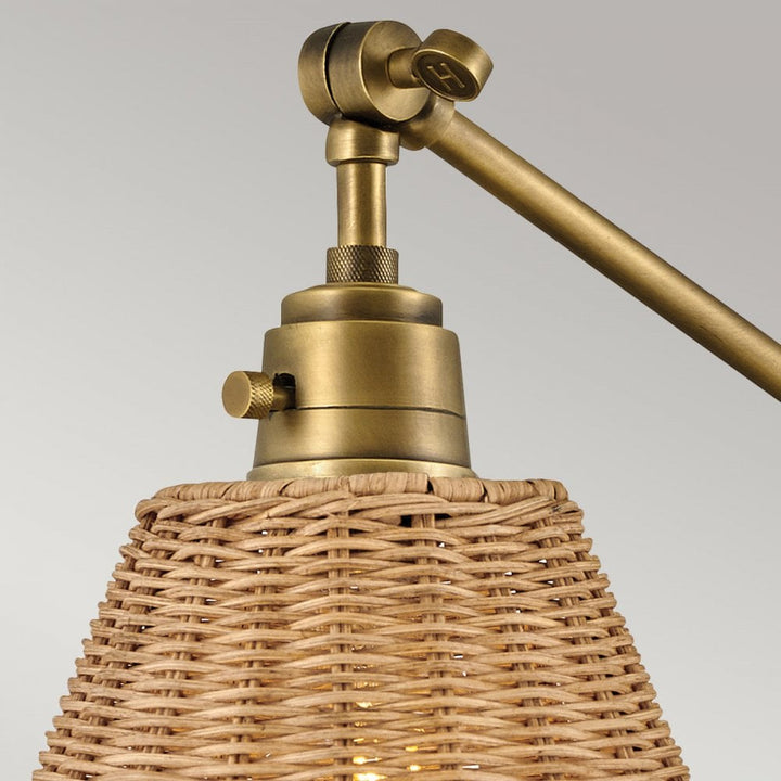 Hinkley Lighting HK-ARTI-1W-HB-NR Arti 1 Light Wall Light Heritage Brass, Natural Rattan Shade