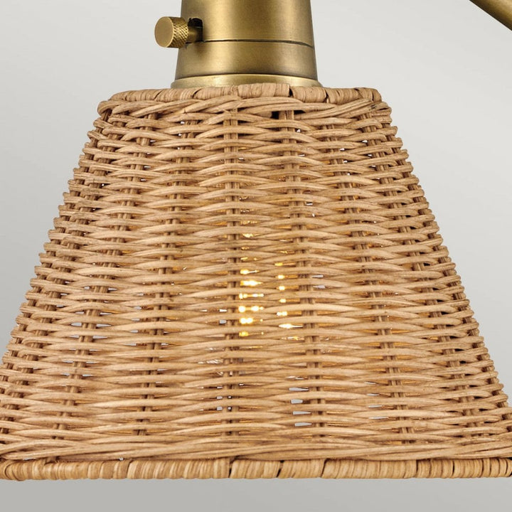 Hinkley Lighting HK-ARTI-1W-HB-NR Arti 1 Light Wall Light Heritage Brass, Natural Rattan Shade