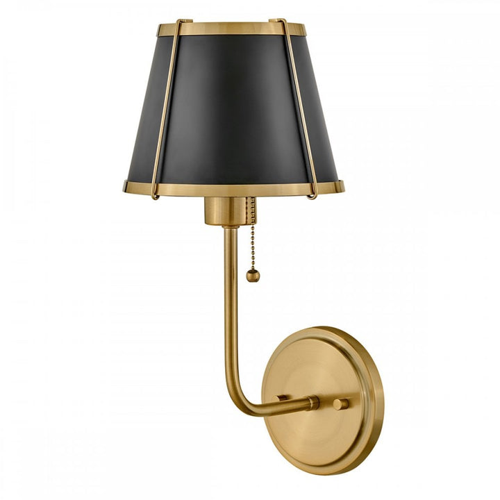 Hinkley Lighting HK-CLARKE1-BR-BK Clarke 1 Light Wall Light Warm Brass & Black Metal Shade