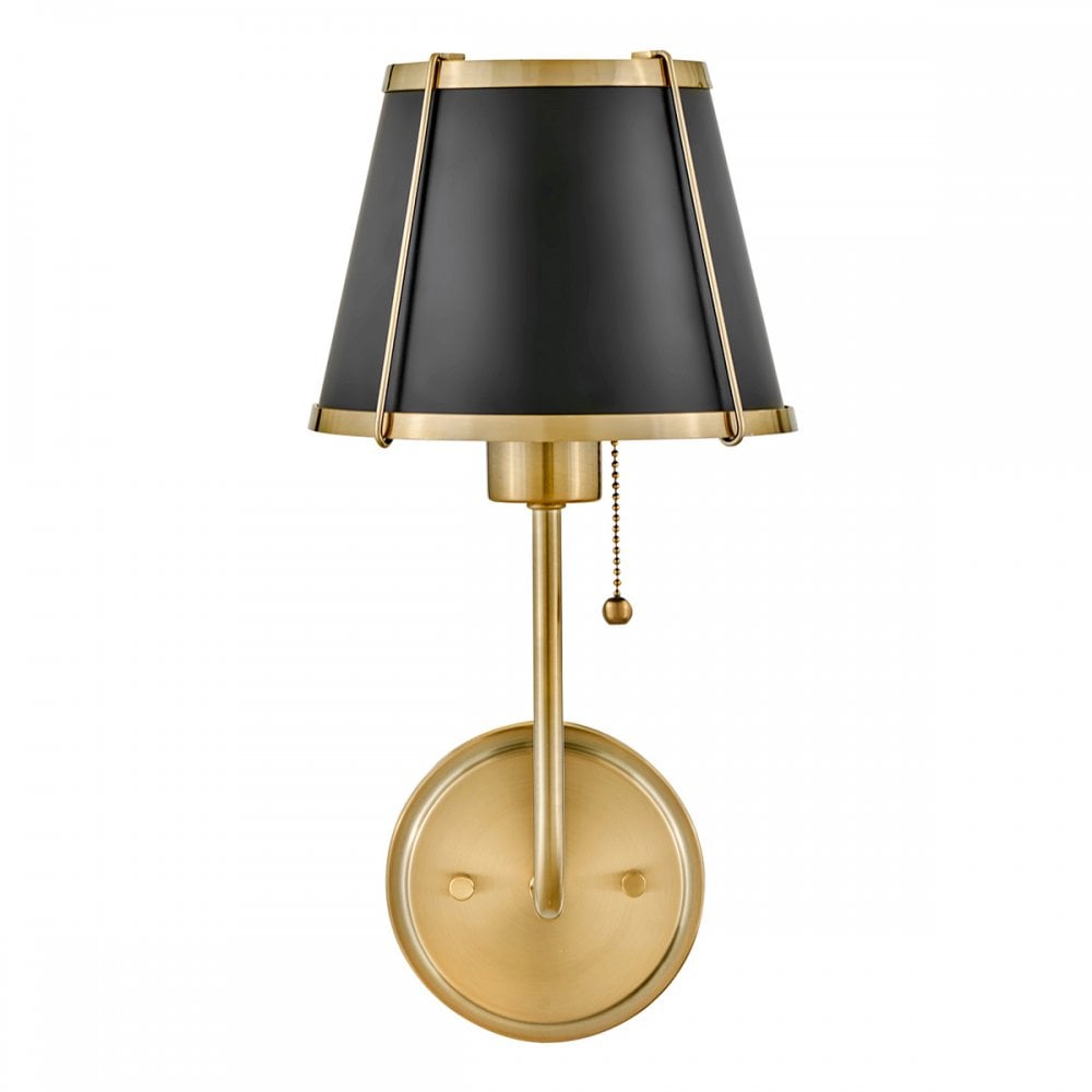 Hinkley Lighting HK-CLARKE1-BR-BK Clarke 1 Light Wall Light Warm Brass & Black Metal Shade