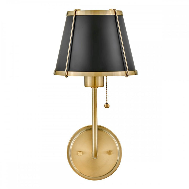 Hinkley Lighting HK-CLARKE1-BR-BK Clarke 1 Light Wall Light Warm Brass & Black Metal Shade