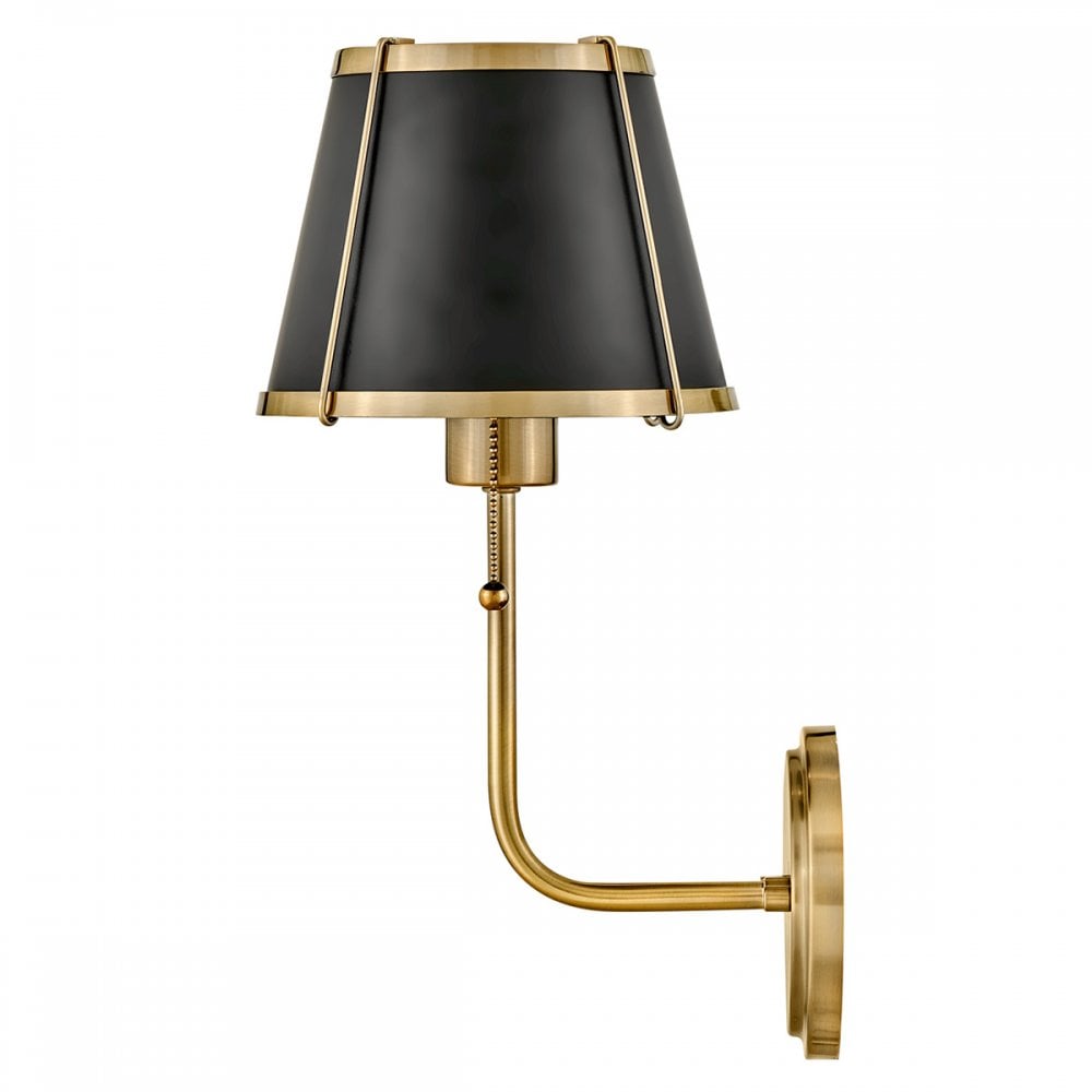 Hinkley Lighting HK-CLARKE1-BR-BK Clarke 1 Light Wall Light Warm Brass & Black Metal Shade