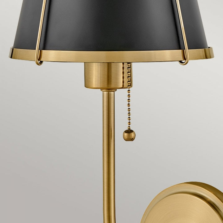 Hinkley Lighting HK-CLARKE1-BR-BK Clarke 1 Light Wall Light Warm Brass & Black Metal Shade
