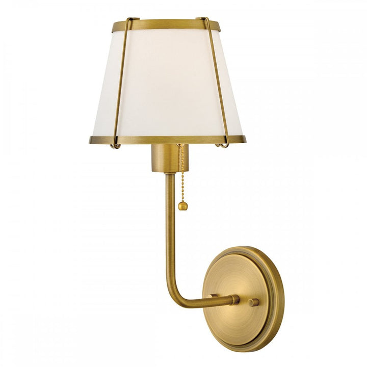 Hinkley Lighting HK-CLARKE1-DBR-OW Clarke 1 Light Wall Light Darkened Brass & Ivory Linen Shade
