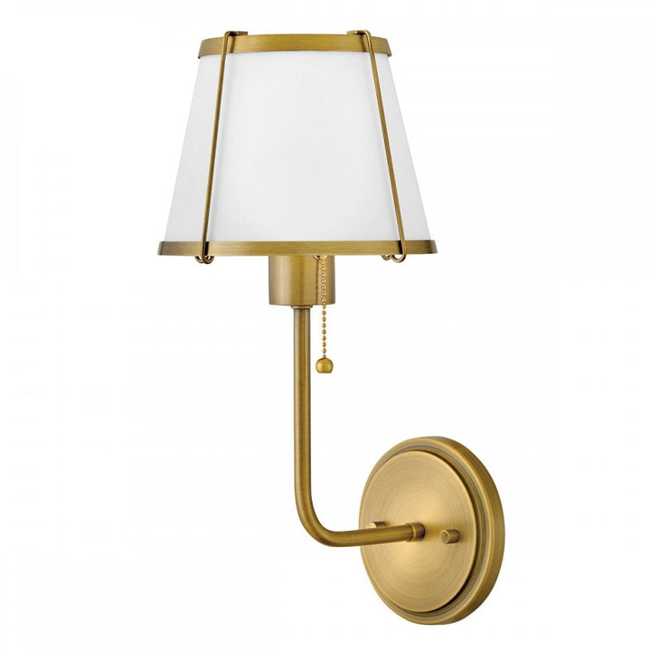 Hinkley Lighting HK-CLARKE1-DBR-OW Clarke 1 Light Wall Light Darkened Brass & Ivory Linen Shade