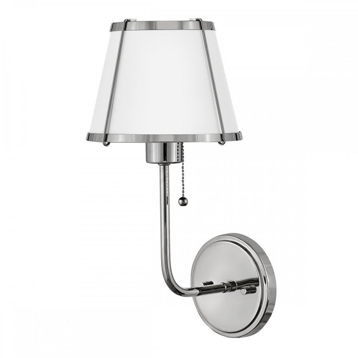Hinkley Lighting HK-CLARKE1-PN-WH Clarke 1 Light Wall Light Polished Nickel & White Metal Shade