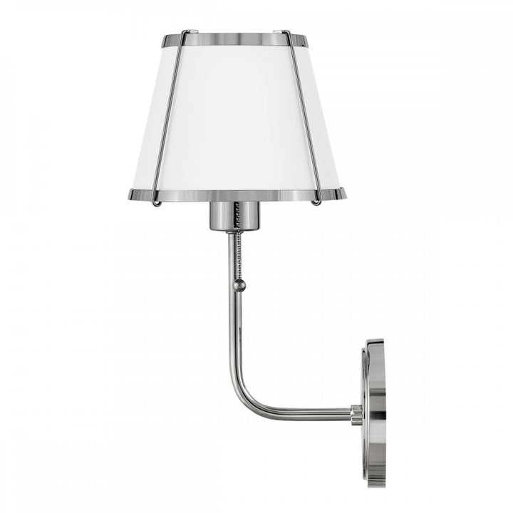 Hinkley Lighting HK-CLARKE1-PN-WH Clarke 1 Light Wall Light Polished Nickel & White Metal Shade