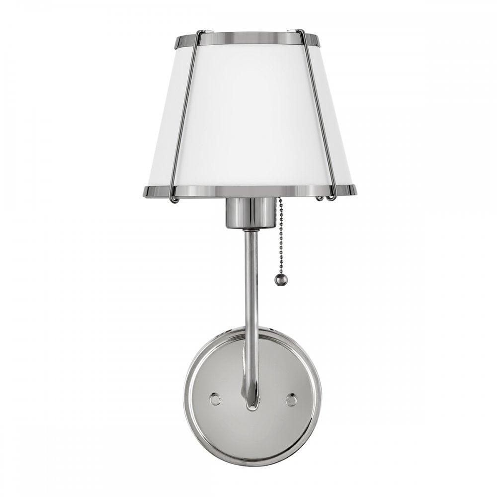 Hinkley Lighting HK-CLARKE1-PN-WH Clarke 1 Light Wall Light Polished Nickel & White Metal Shade