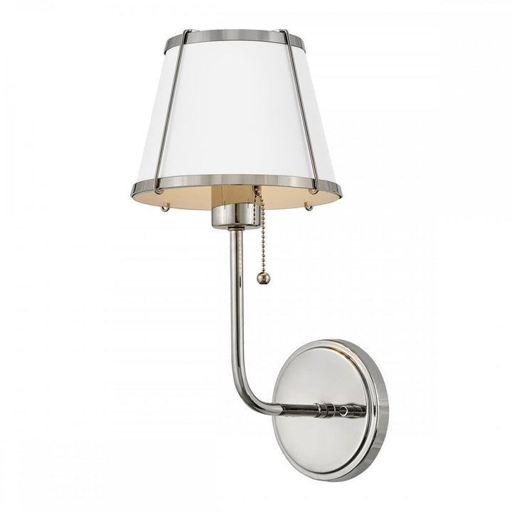 Hinkley Lighting HK-CLARKE1-PN-WH Clarke 1 Light Wall Light Polished Nickel & White Metal Shade