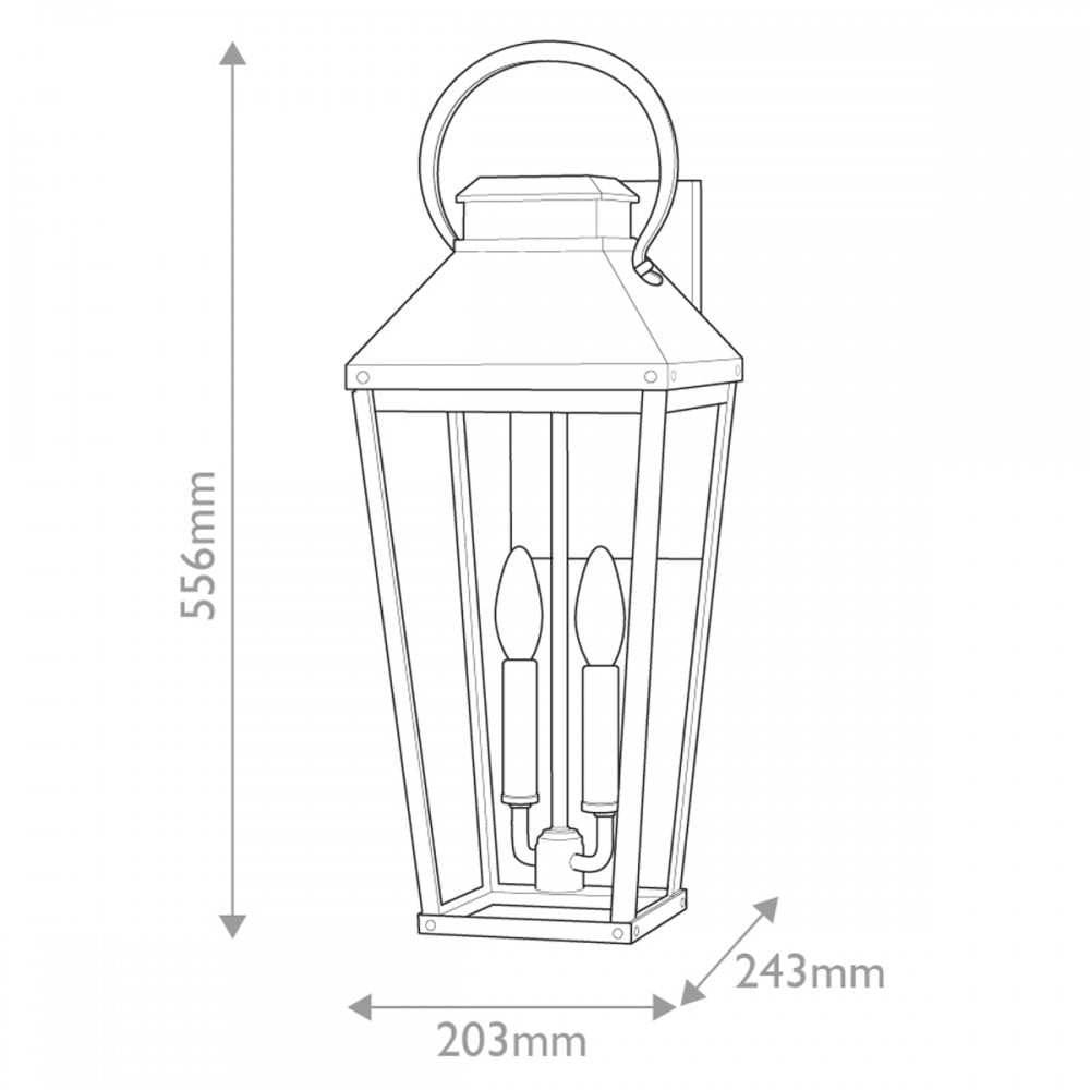 Hinkley Lighting HK-DAWSON-L Dawson 2 Light Outdoor Large Wall Lantern Black with Burnished Bronze accent