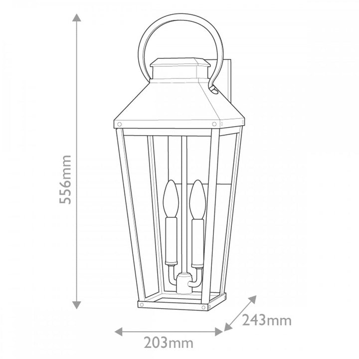 Hinkley Lighting HK-DAWSON-L Dawson 2 Light Outdoor Large Wall Lantern Black with Burnished Bronze accent
