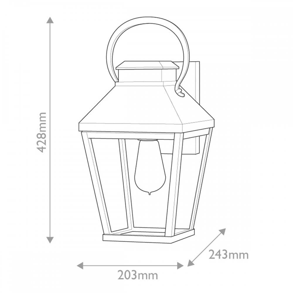 Hinkley Lighting HK-DAWSON-M Dawson 1 Light Outdoor Medium Wall Lantern Black with Burnished Bronze accent