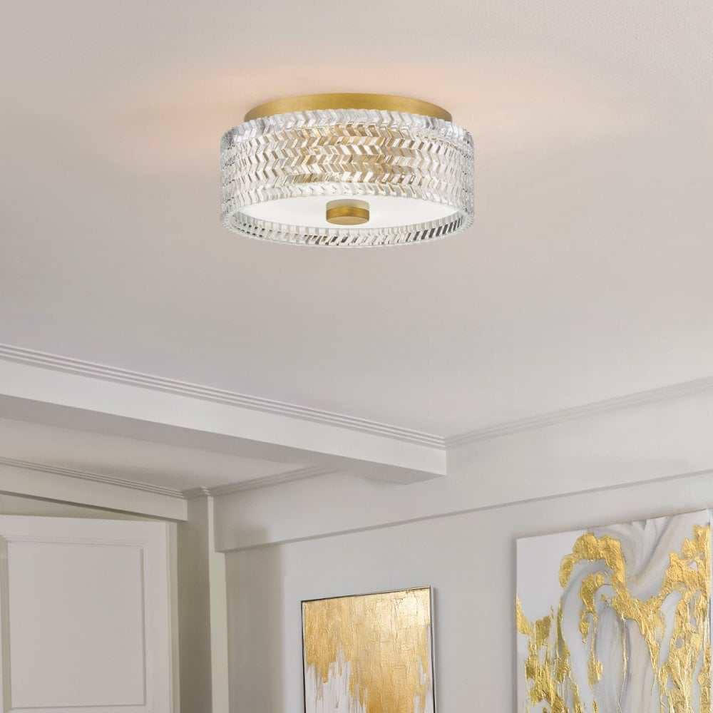 Hinkley Lighting HK-ELLE-F-S-HB Elle 2 Light Flush Heritage Brass