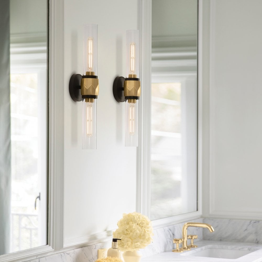 Hinkley Lighting HK-ELLISON2-BK-HB Ellison 2 Light Bathroom Wall Light Black with Heritage Brass